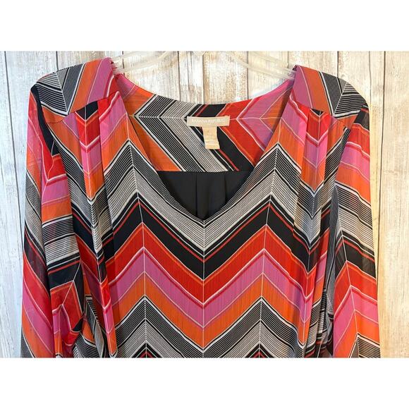 Banana Republic Chevron V-Neck Tie Waist Shift Dress - Size 14 - Picture 4 of 10